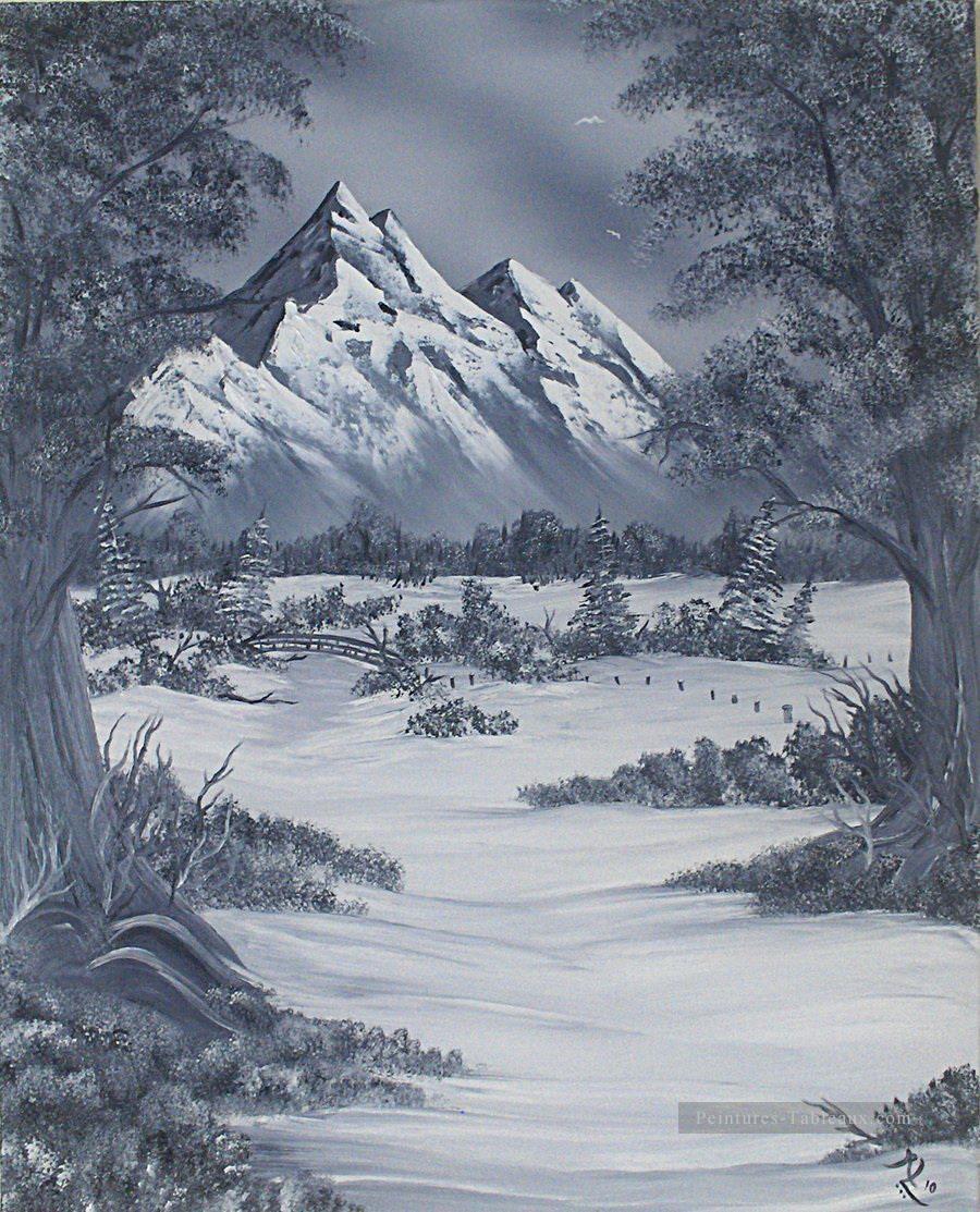 Noire et blanche Montagne Land Peintures à l'huile